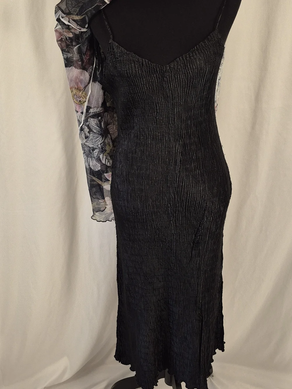 Komarov Floral Print Charmeuse & Lace Cocktail Dress w/ Plisse Slip - Size M - Picture 12 of 16